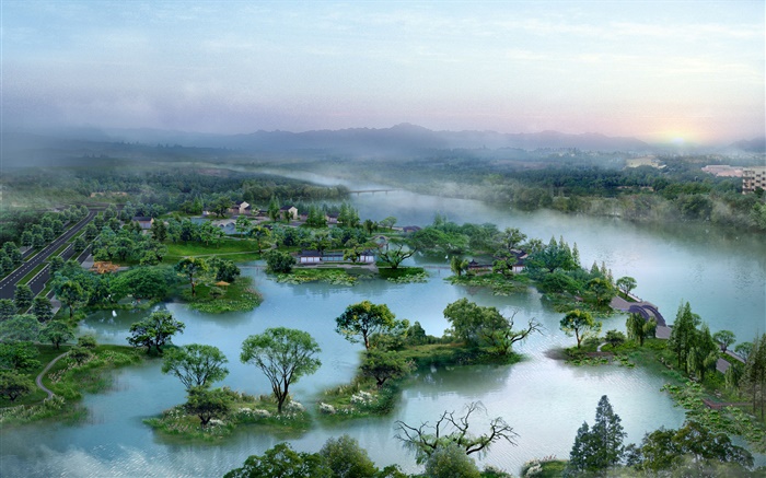 3D дизайн, красивые парки глобальный пейзаж обои,s изображение