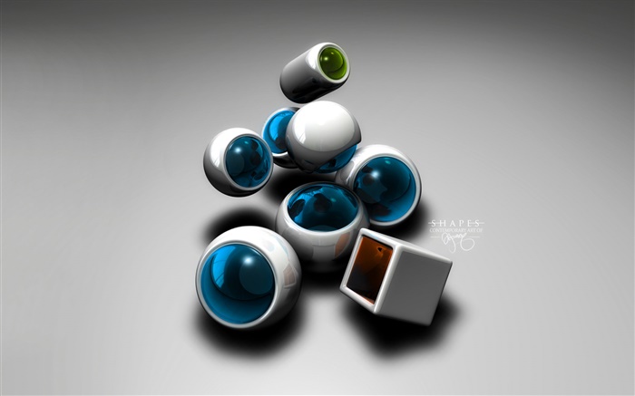 3D сфера и куб обои,s изображение