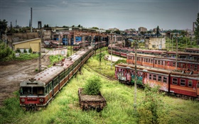 Заброшенные станции метро, поезда, заросшие сорняками HD обои