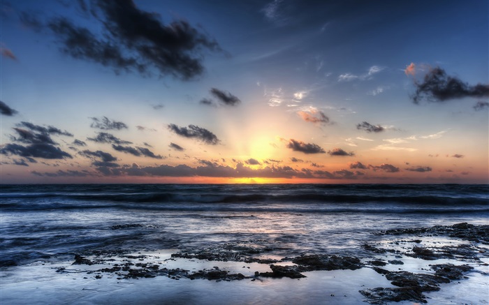 Пляж Акумал, Мексика, восход солнца, побережье обои,s изображение