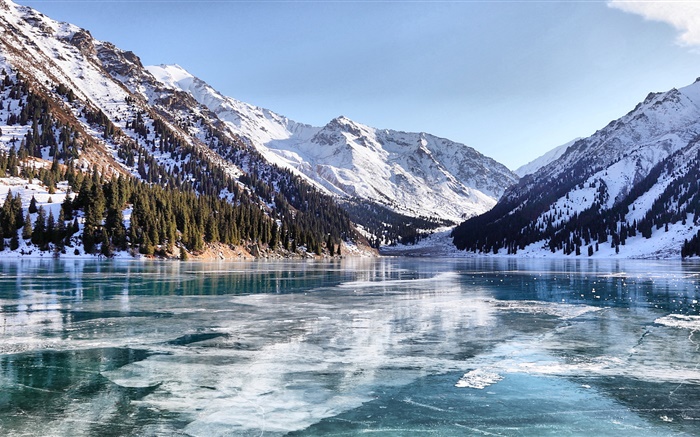 Алматы, Казахстан, зима, озеро обои,s изображение
