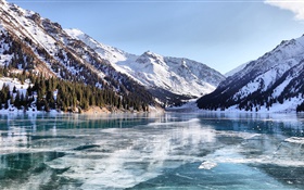 Алматы, Казахстан, зима, озеро HD обои