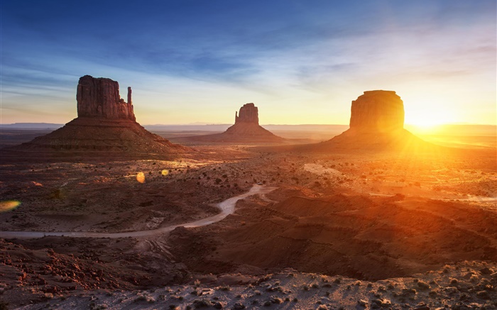 Аризона, Долина монументов, США, закат, горы, пустыня обои,s изображение