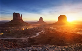 Аризона, Долина монументов, США, закат, горы, пустыня HD обои