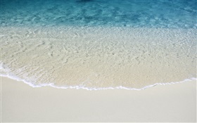 Пляж, волны, синий HD обои