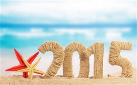 Пляж с морской звездой, Новый Год 2015 HD обои