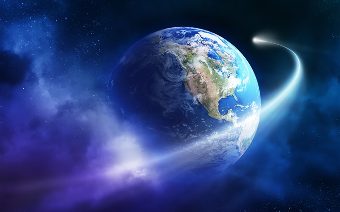 Красивая Земля, космос, планета, комета обои,s изображение