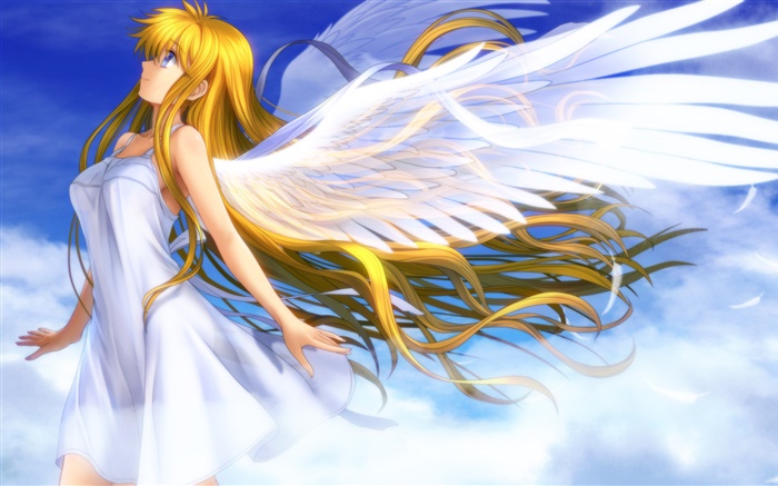Красивая Ангел, девушка аниме, крылья обои,s изображение