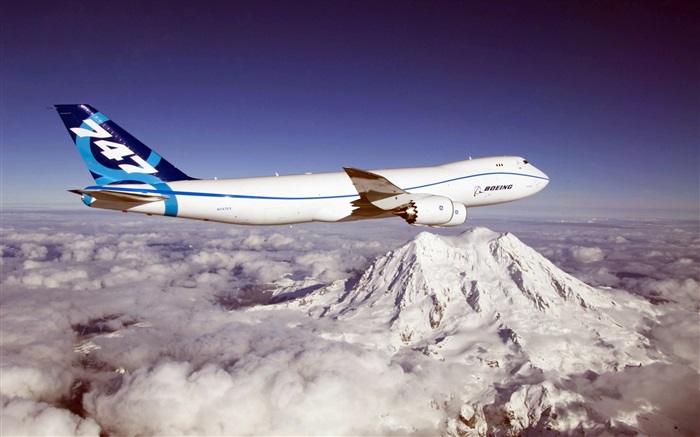 Боинг-747, горы, облака обои,s изображение