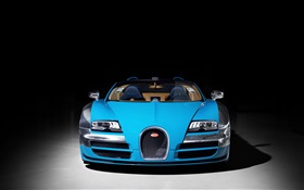 Bugatti Veyron 16.4 синий суперкар, вид спереди