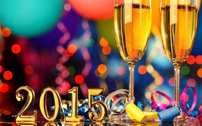 Праздновать Новый год 2015, бокалы для шампанского обои,s изображение