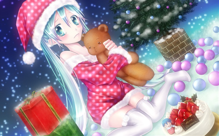 Рождество девушка аниме обои,s изображение