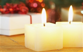 Рождественские свечи квадратных крупным планом HD обои