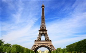 Эйфелева башня, Париж, Франция, голубое небо HD обои