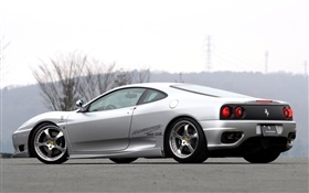 Ferrari заднего вида серебристо суперкар HD обои
