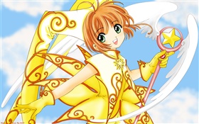 Золотой платье девушка аниме HD обои