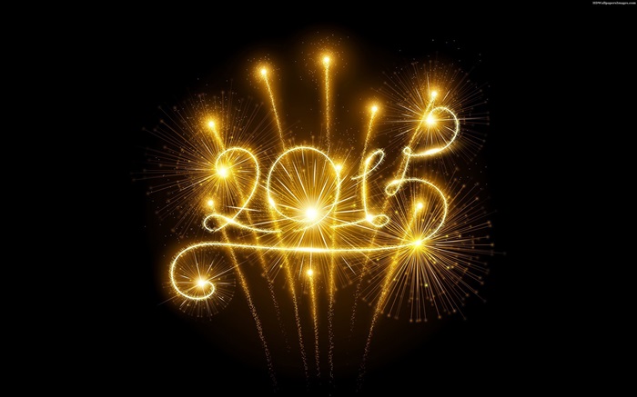 Золотые фейерверки, 2015 Новый год обои,s изображение