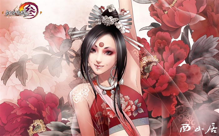 JX три онлайн-версия, девушка, цветы обои,s изображение