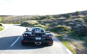 Koenigsegg вид сзади Черный автомобиль HD обои