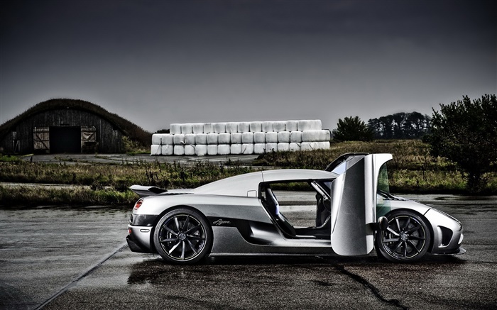 Koenigsegg серебро вид суперкар сторона обои,s изображение