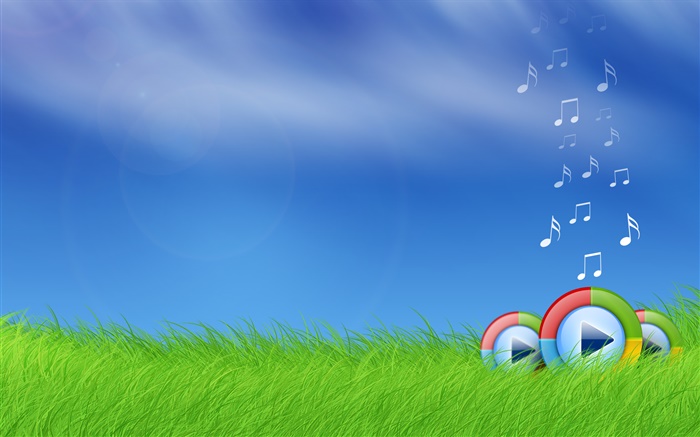 Microsoft Windows Media Play логотип в траве обои,s изображение