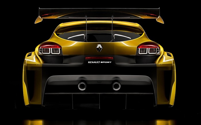 Renault желтый спортивный автомобиль вид сзади обои,s изображение