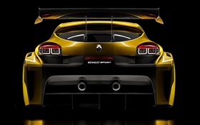 Renault желтый спортивный автомобиль вид сзади HD обои