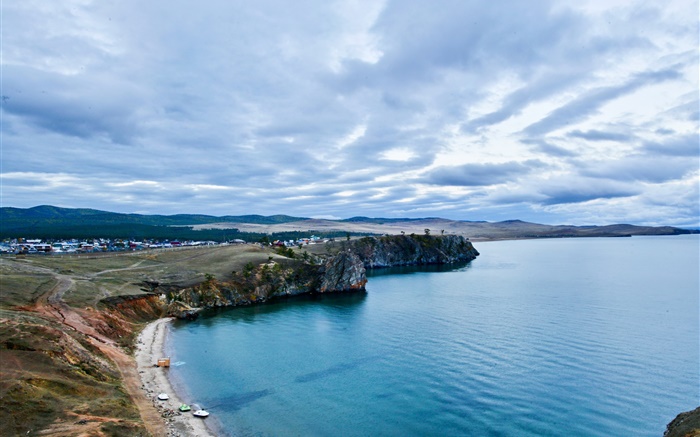 Россия, озеро Байкал, сумерки, облака обои,s изображение
