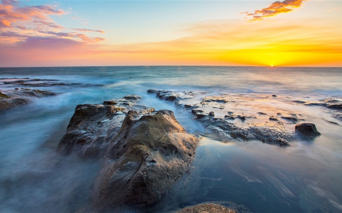 Море, побережье, восход солнца красиво обои,s изображение