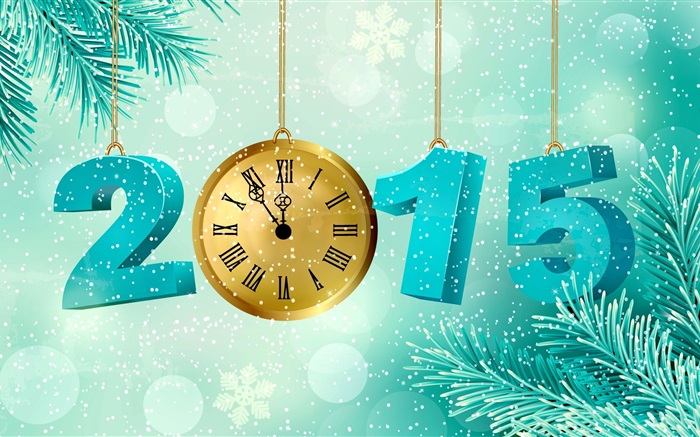 Снежинка, часы, сосновые ветки, Новый 2015 года обои,s изображение