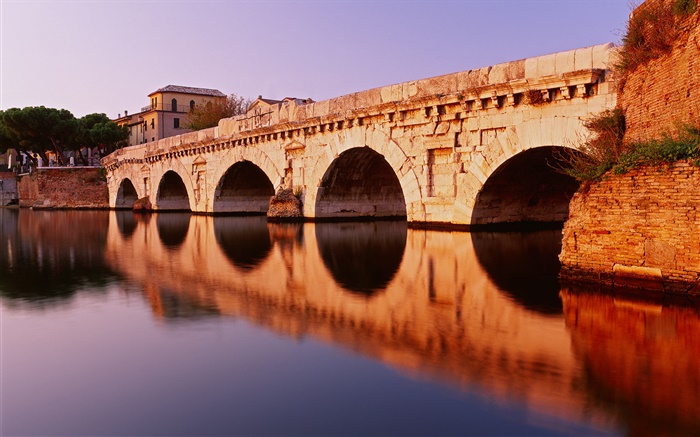Каменная арка моста, отражение, река обои,s изображение