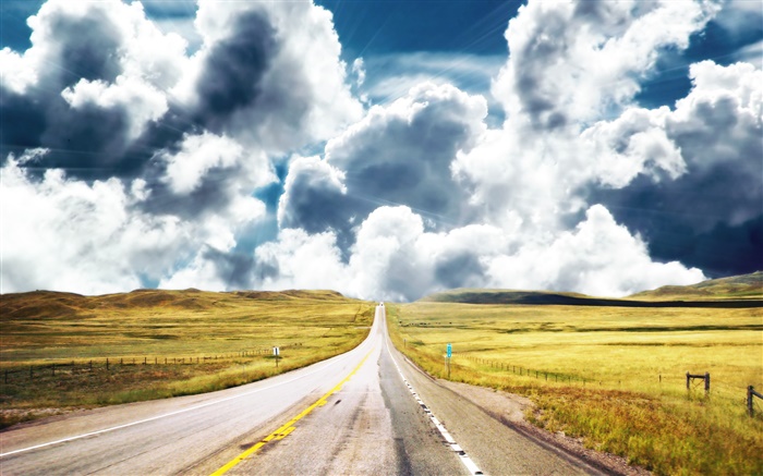 Прямая дорога, облака обои,s изображение