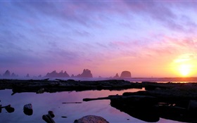 Закат, море, скалы HD обои