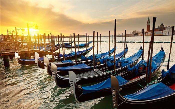 Венеция закат, лодки, река обои,s изображение