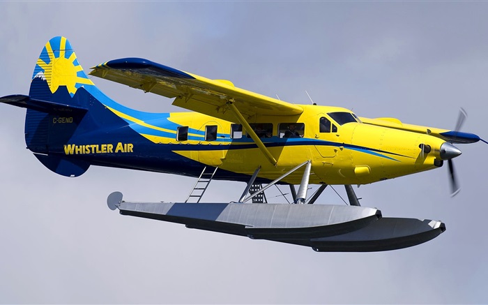 Желтый цвет самолет-амфибия обои,s изображение