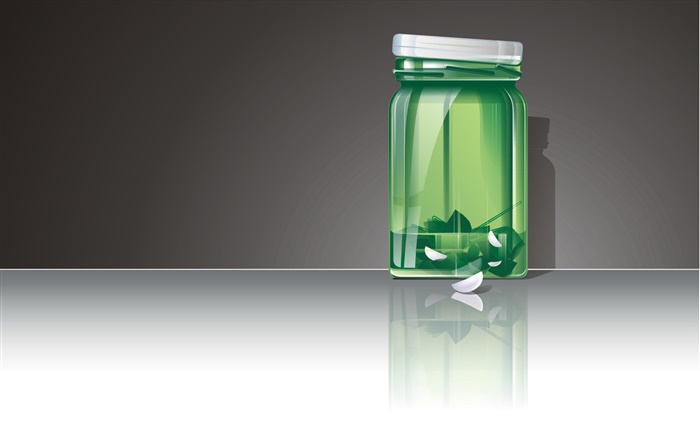 3D зеленый стеклянная бутылка обои,s изображение