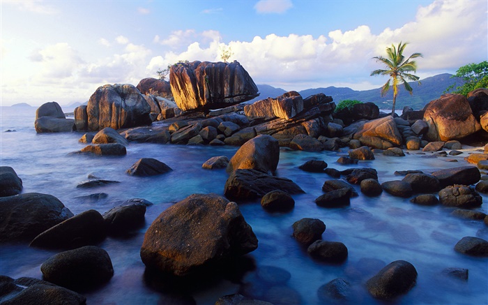Anse Soleil, Маэ, Сейшельские острова, камни, побережье обои,s изображение