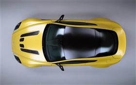 Aston Martin V12 Vantage S желтый вид сверху суперкар