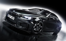 BMW M6 черный автомобиль вид спереди HD обои