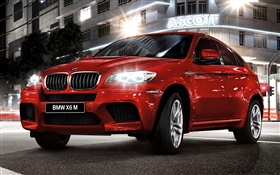 BMW X6 красный автомобиль вид спереди HD обои