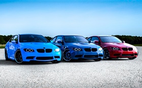 BMW красный синий автомобили HD обои