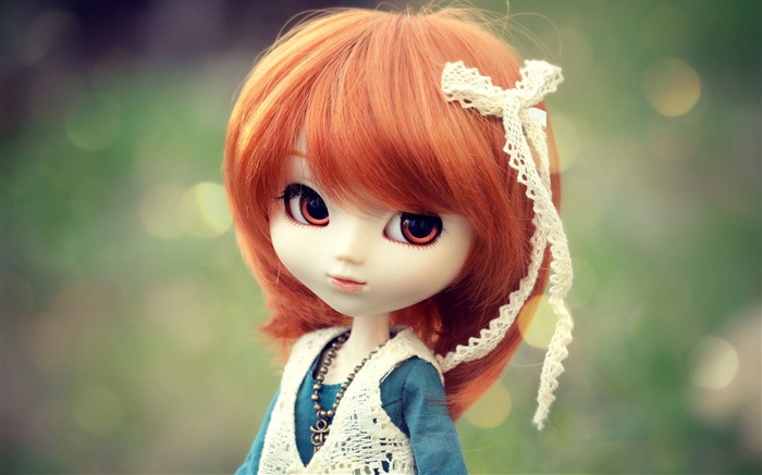 Красивый красный игрушка волосы девушка, кукла обои,s изображение