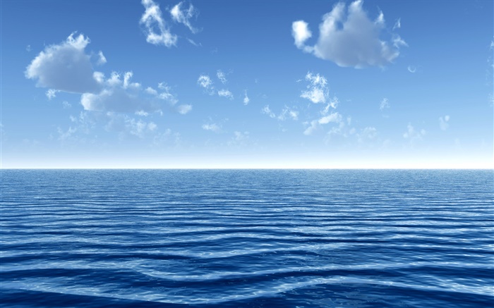 Синее море, облака, небо обои,s изображение