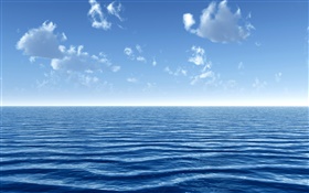 Синее море, облака, небо HD обои