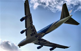 Боинг 747 летать, вид снизу HD обои