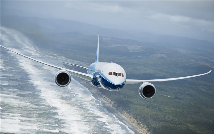 Боинг 787 самолет, полет, море обои,s изображение