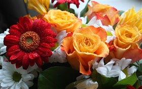 Букеты, розы и хризантемы HD обои