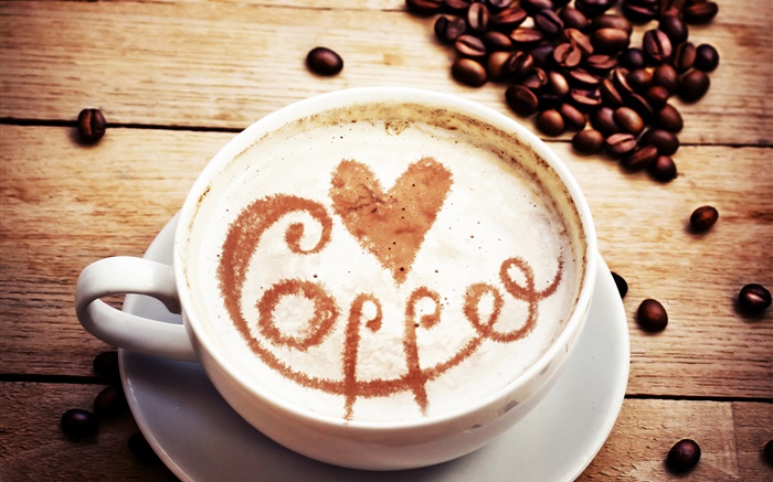 Капучино кофе, любовь сердца, кофе в зернах обои,s изображение