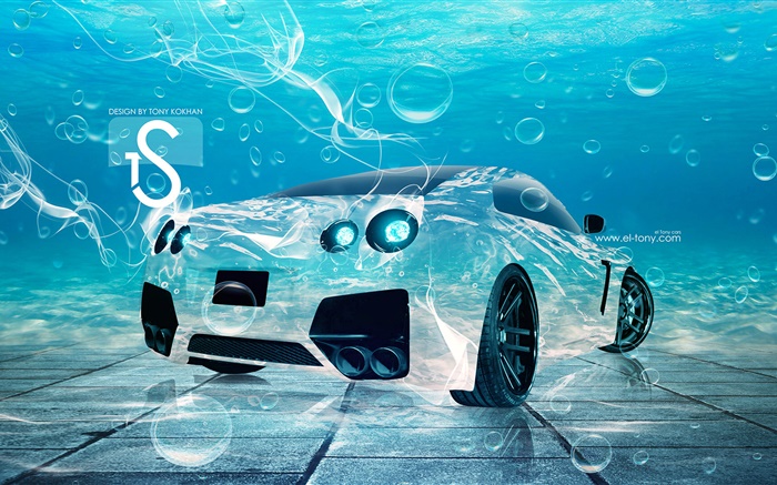 Автомобиль в воде, креативный дизайн обои,s изображение