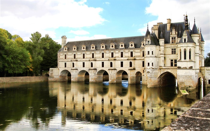 Замок Шенонсо, озеро, Париж, Франция обои,s изображение